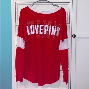 victoria’s secret PINK red rhinestone studded top